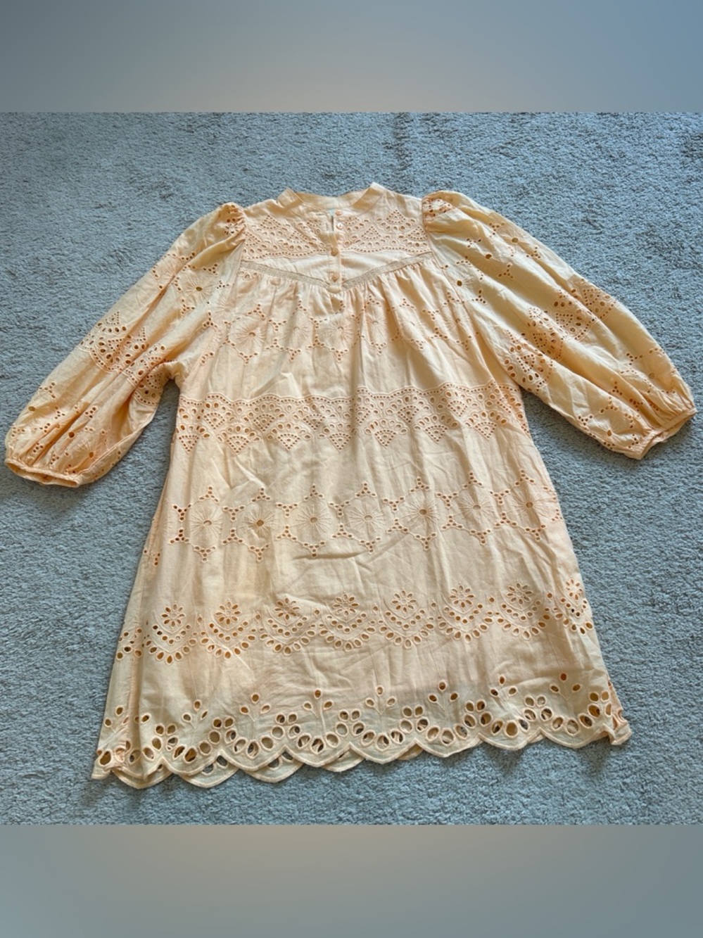 Eyelet Cotton Dress with Scallop Hem